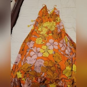 Tracy Reese Plenty orange lace back maxi dress small
